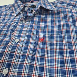 Ariat Pro Series Blue Plaid Bodie Short Sleeve Button Down Shirt Men Size Small